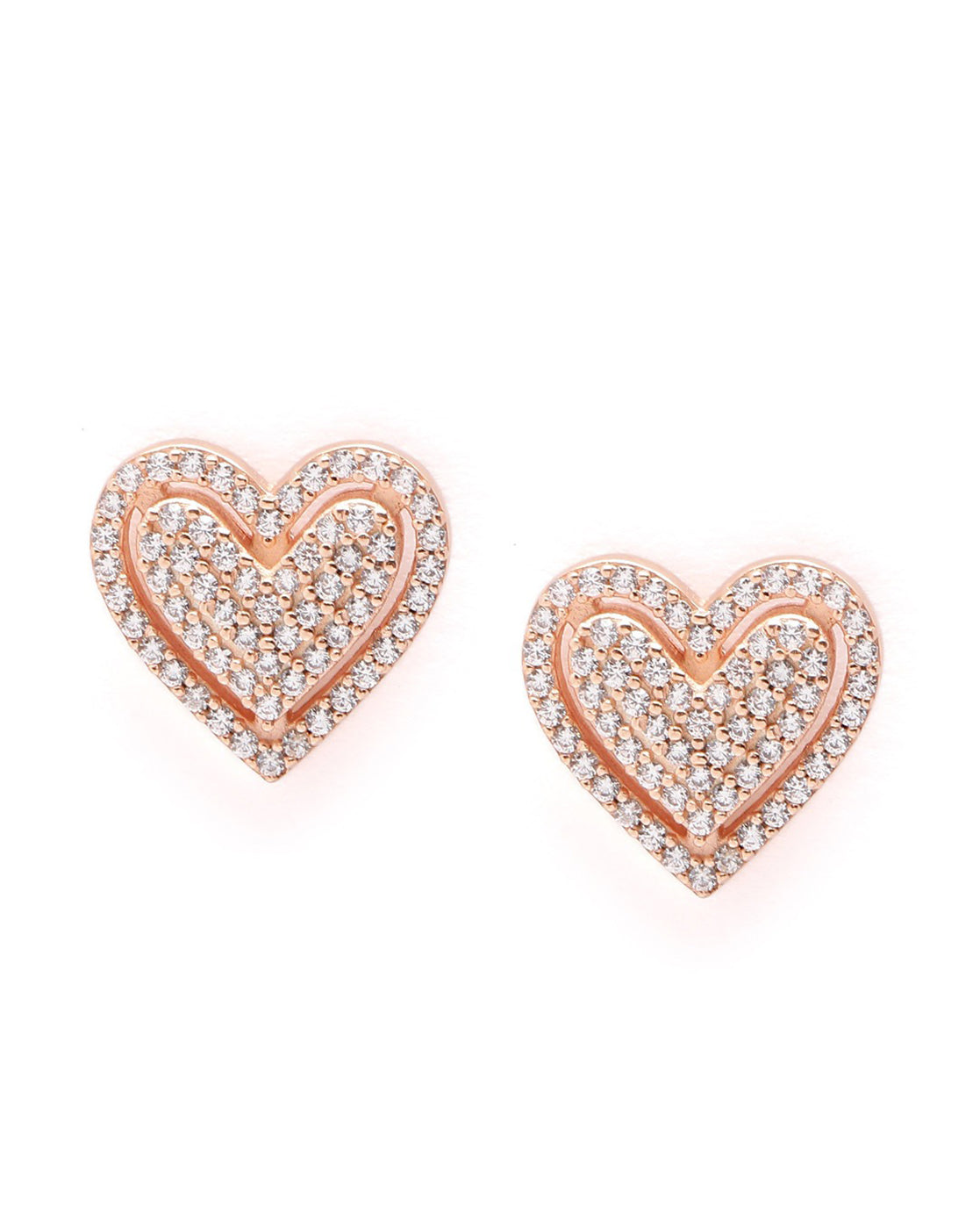 18kt Rose Gold Plated CZ Heart Stud Earring