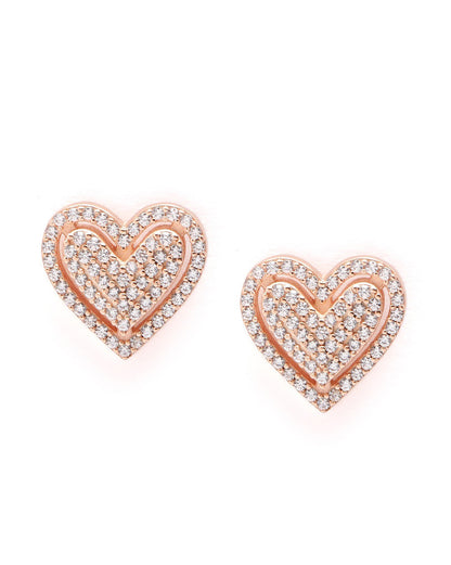 18kt Rose Gold Plated CZ Heart Stud Earring
