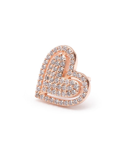 18kt Rose Gold Plated CZ Heart Stud Earring