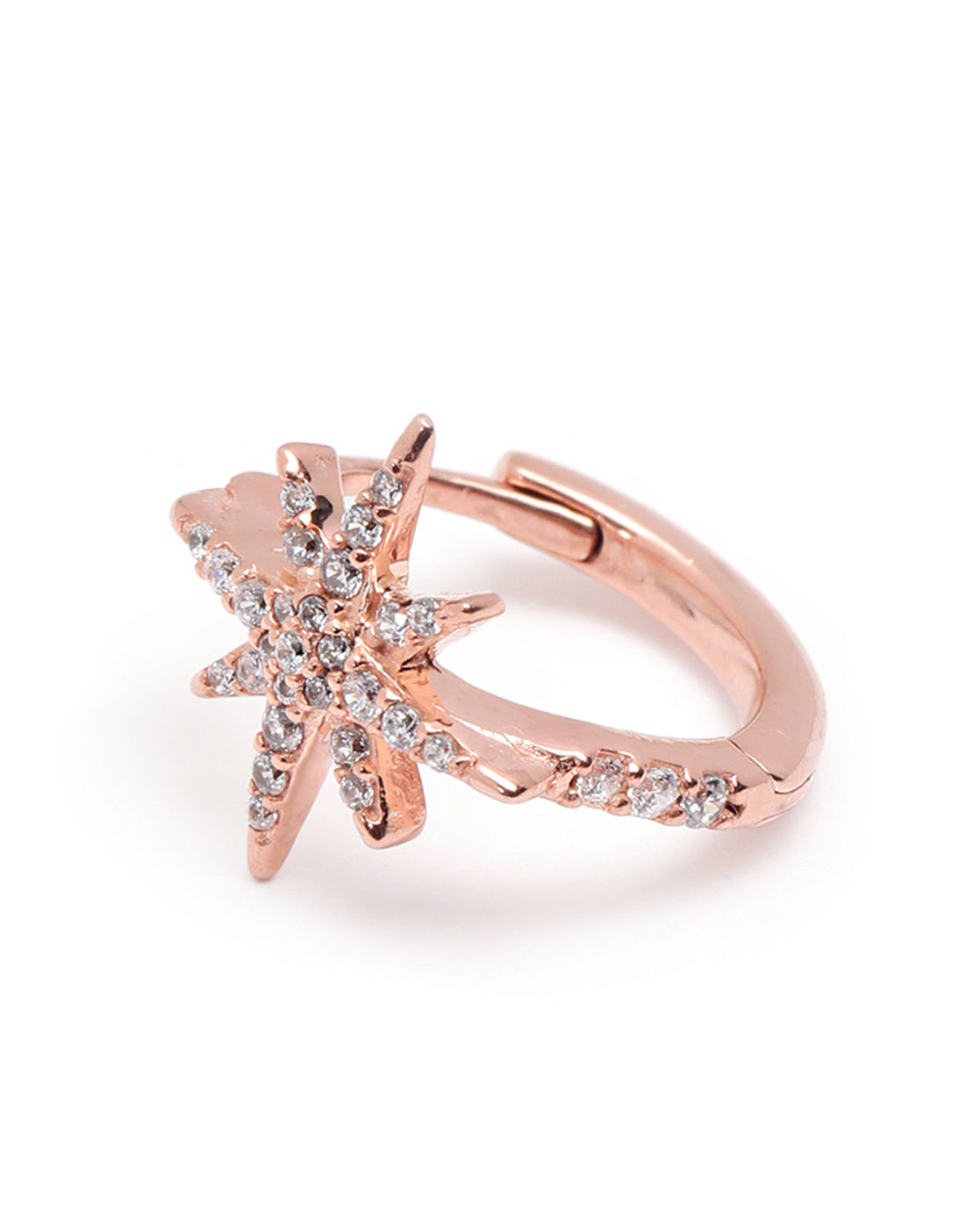 18kt Rose Gold Plated CZ Star Hoop Earring