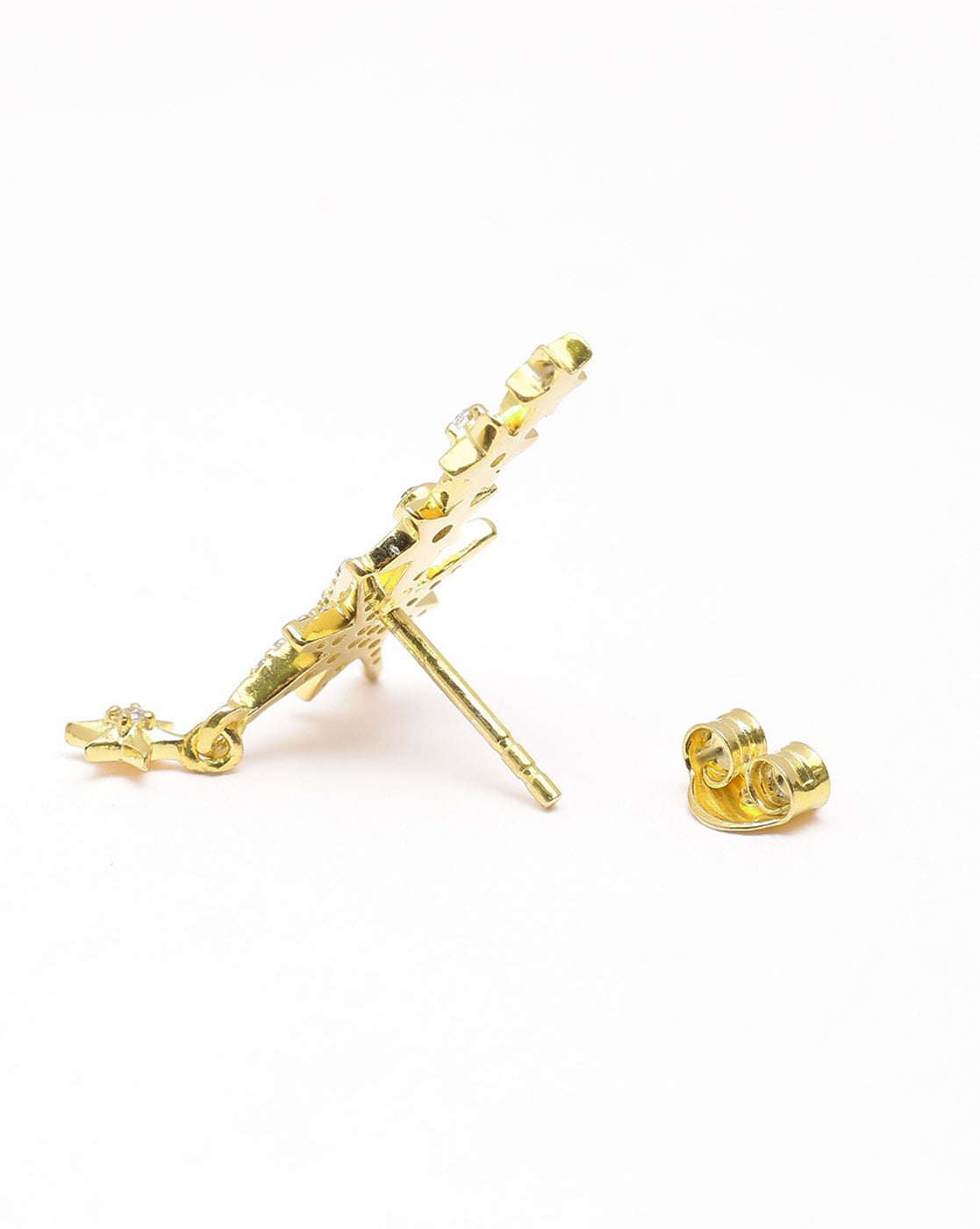18kt Gold Plated CZ Burst Star Stud Earring
