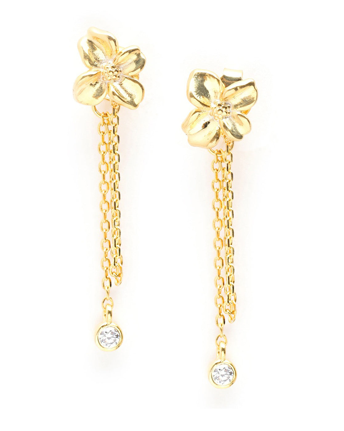18kt Gold Plated CZ Floral Drop Earring