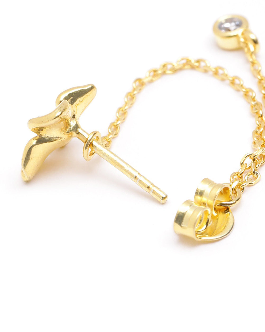 18kt Gold Plated CZ Floral Drop Earring