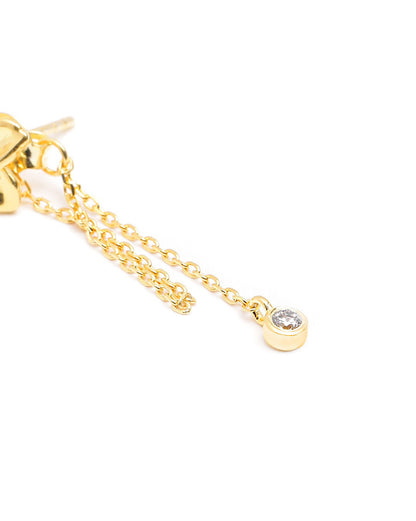 18kt Gold Plated CZ Floral Drop Earring