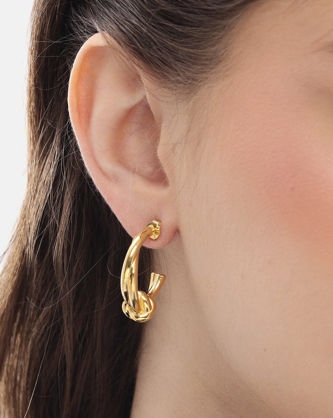 18kt Gold Plated Double Bar &amp; Circular Half Hoop Earring