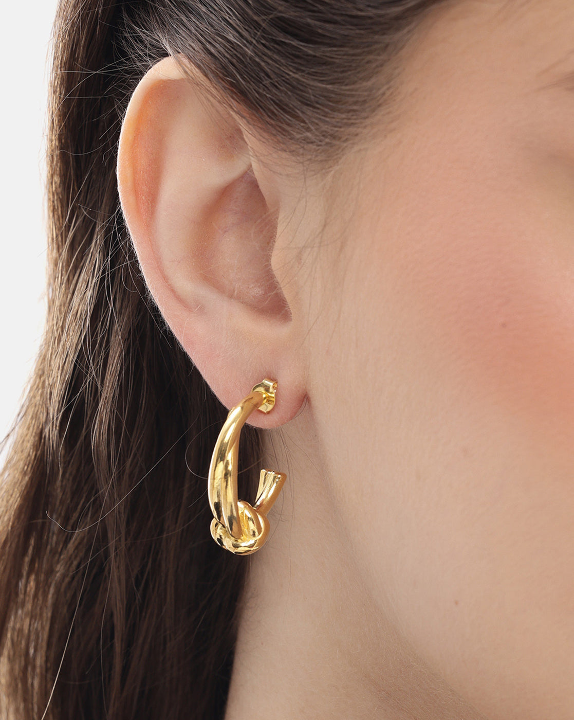 18kt Gold Plated Double Bar &amp; Circular Half Hoop Earring