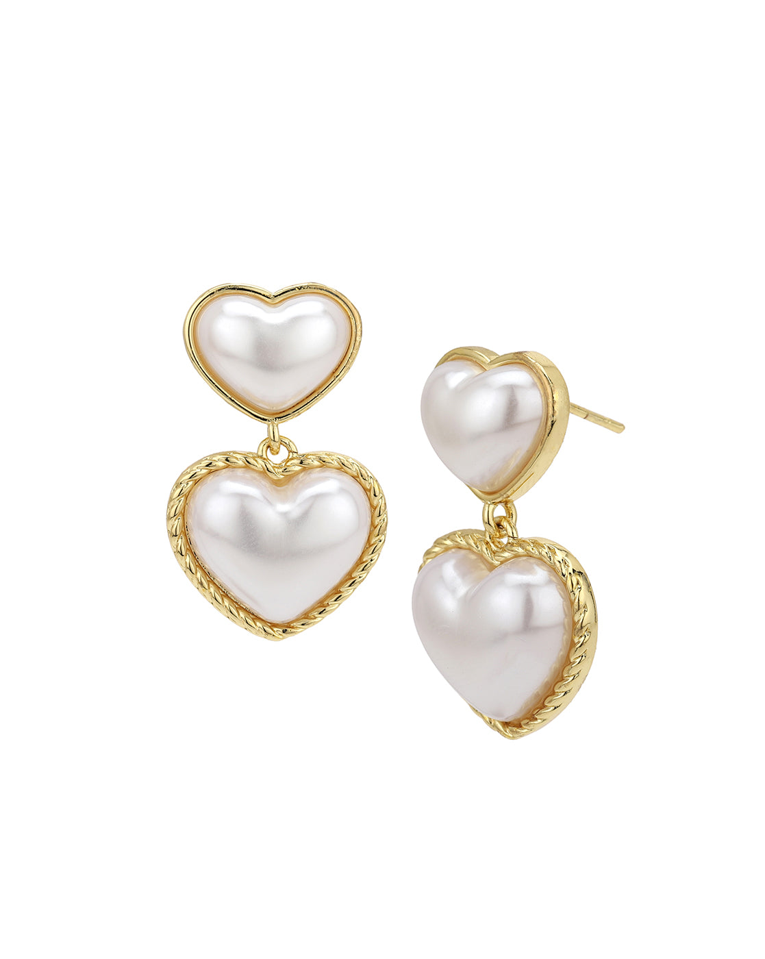 Gold Plated Pearl Heart Drop Earring