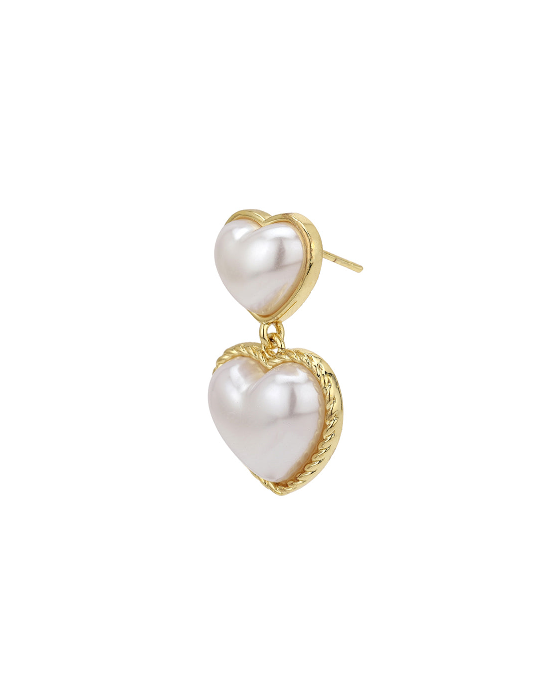Gold Plated Pearl Heart Drop Earring