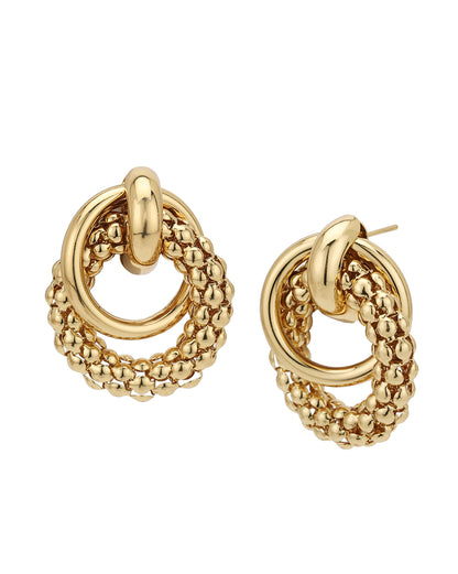 Gold Plated Spiral Contemporary Drop Earring