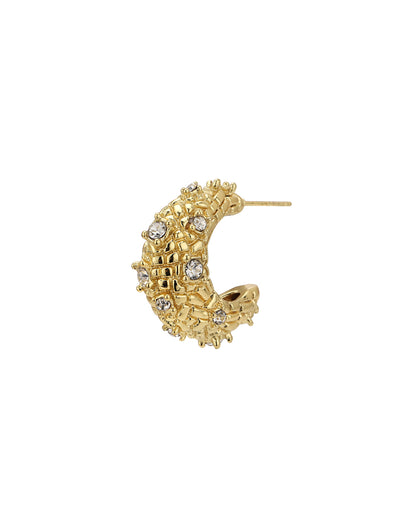 Gold Plated CZ Half Hoop Statement Earring