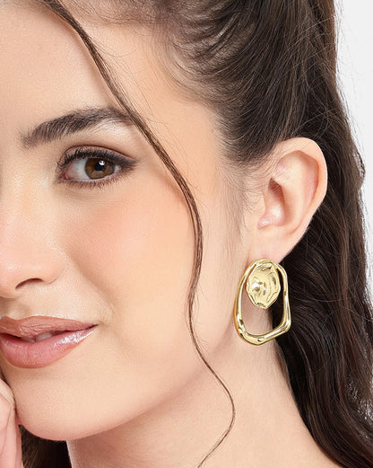 Gold Plated Contemporary Bold Stud Earring