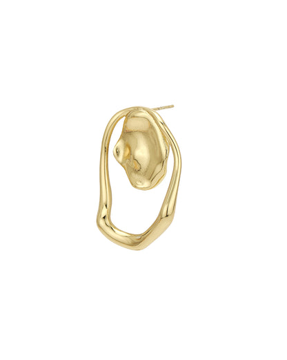 Gold Plated Contemporary Bold Stud Earring