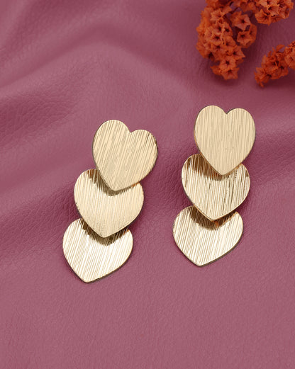 Rose Gold Plated Multiple Heart Drop Earring
