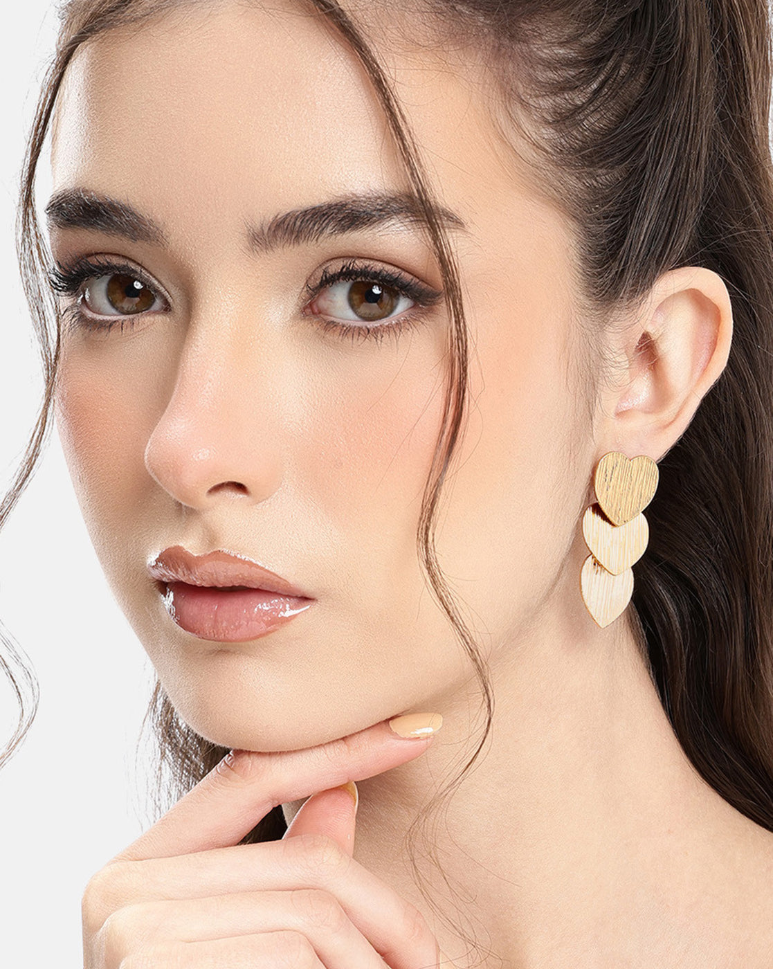 Rose Gold Plated Multiple Heart Drop Earring