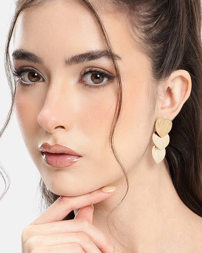 Rose Gold Plated Multiple Heart Drop Earring