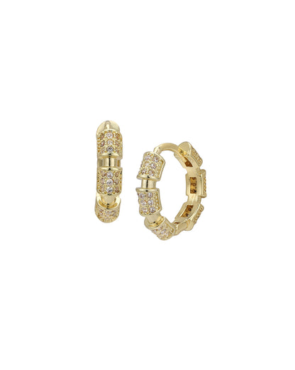 Gold Plated CZ Circular Mini Hoop Earring