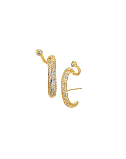 Gold Plated CZ Contemporary Earlobe Earring