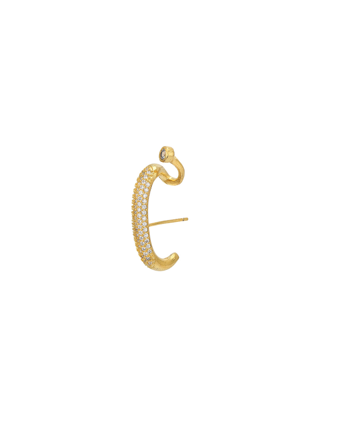 Gold Plated CZ Contemporary Earlobe Earring