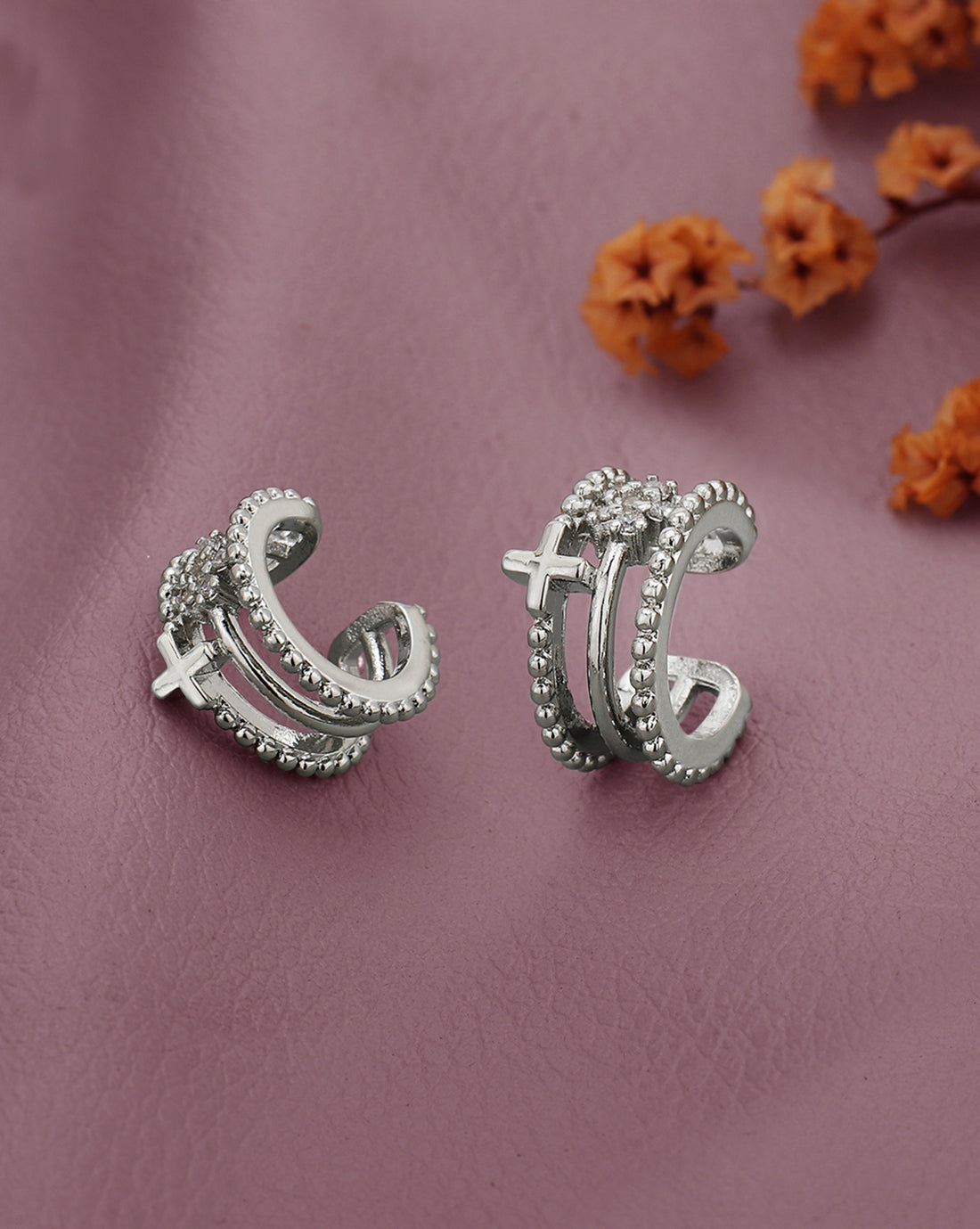 Silver Plated CZ Ear Cuff Earring