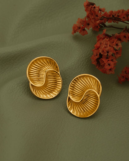 Gold Plated Contemporary Bold Stud Earring