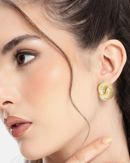 Gold Plated Contemporary Bold Stud Earring