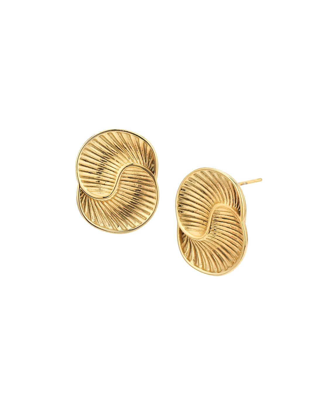 Gold Plated Contemporary Bold Stud Earring