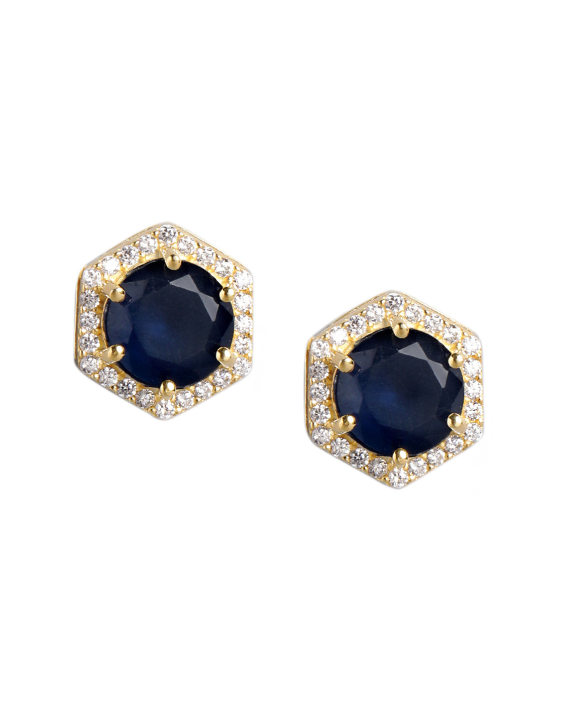 18kt Gold Plated Saphire CZ Geometric Bold Stud Earring