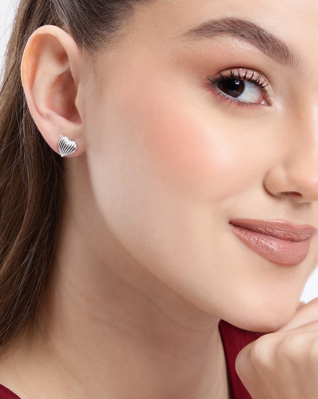 Rhodium Plated Mini Heart Stud Earring