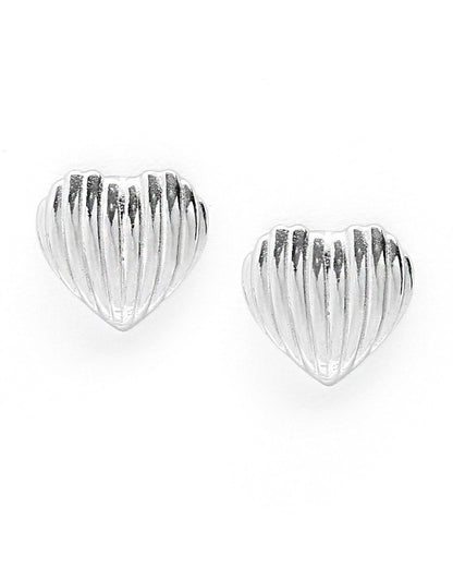 Rhodium Plated Mini Heart Stud Earring