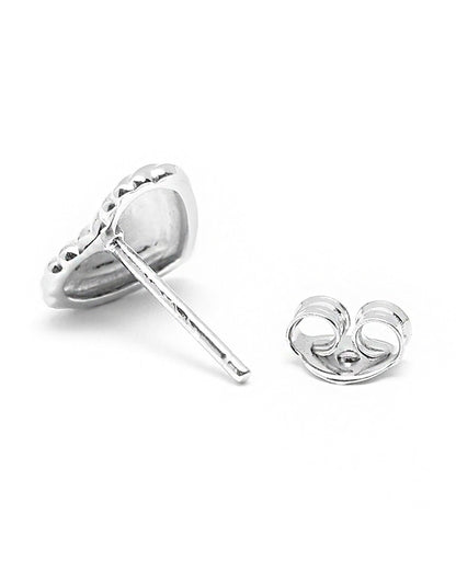 Rhodium Plated Mini Heart Stud Earring