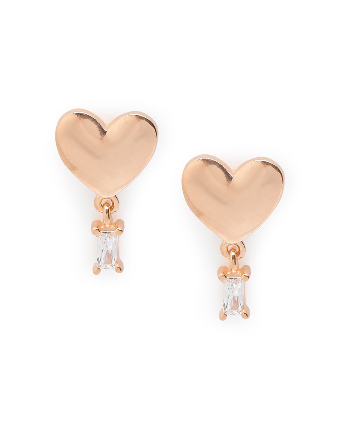 18kt Rose Gold Plated CZ Heart Stud Earring