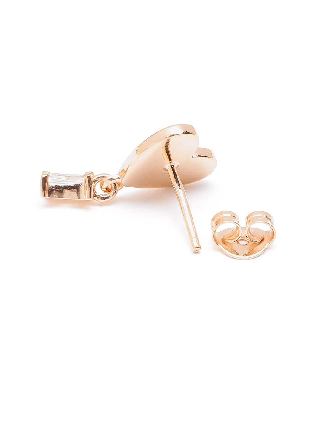 18kt Rose Gold Plated CZ Heart Stud Earring