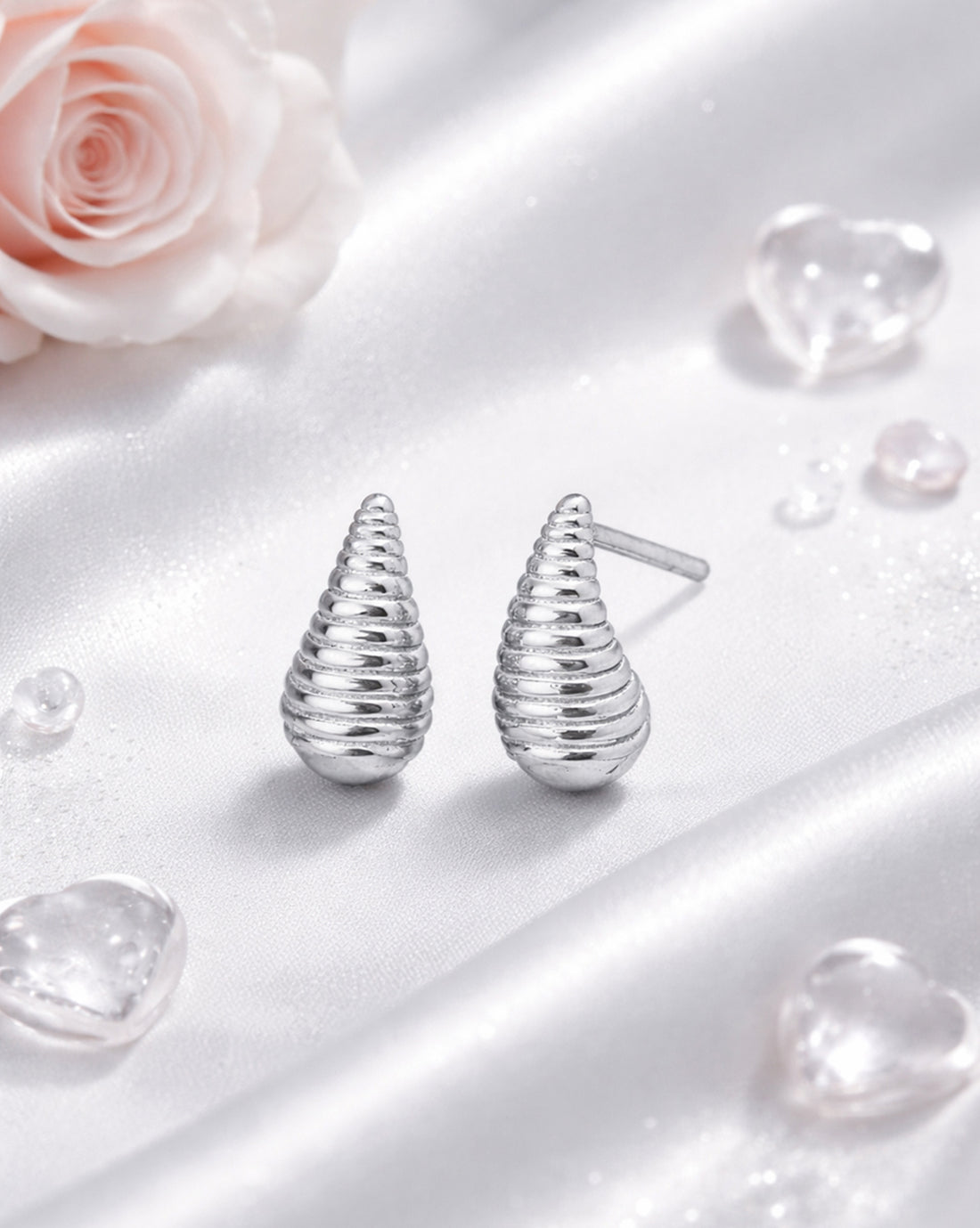 Rhodium Plated Mini Teardrop Stud Earring