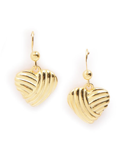 18kt Gold Plated Dangling Heart Drop Earring