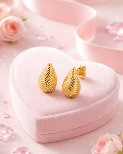 18kt Gold Plated Teardrop Stud Earring
