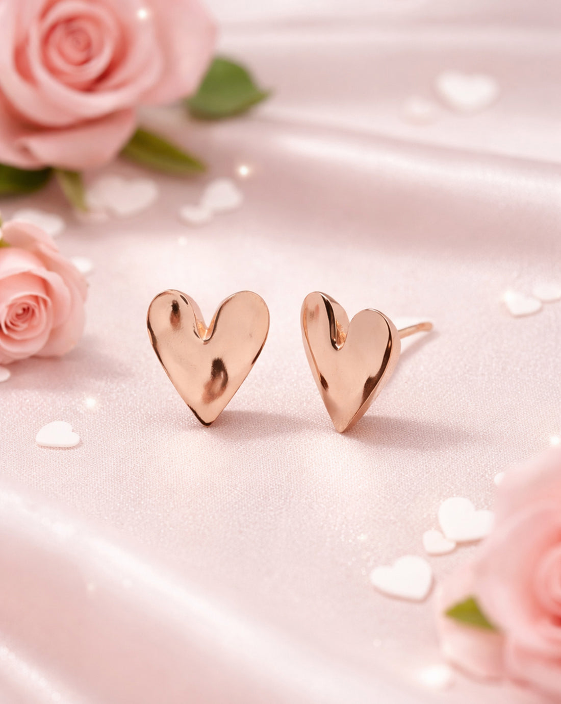 18kt Rose Gold Plated Heart Stud Earring