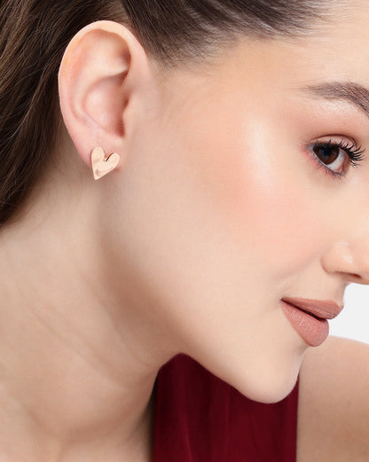 18kt Rose Gold Plated Heart Stud Earring