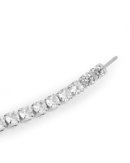 Silver Plated Emerald CZ Square Drop Earring