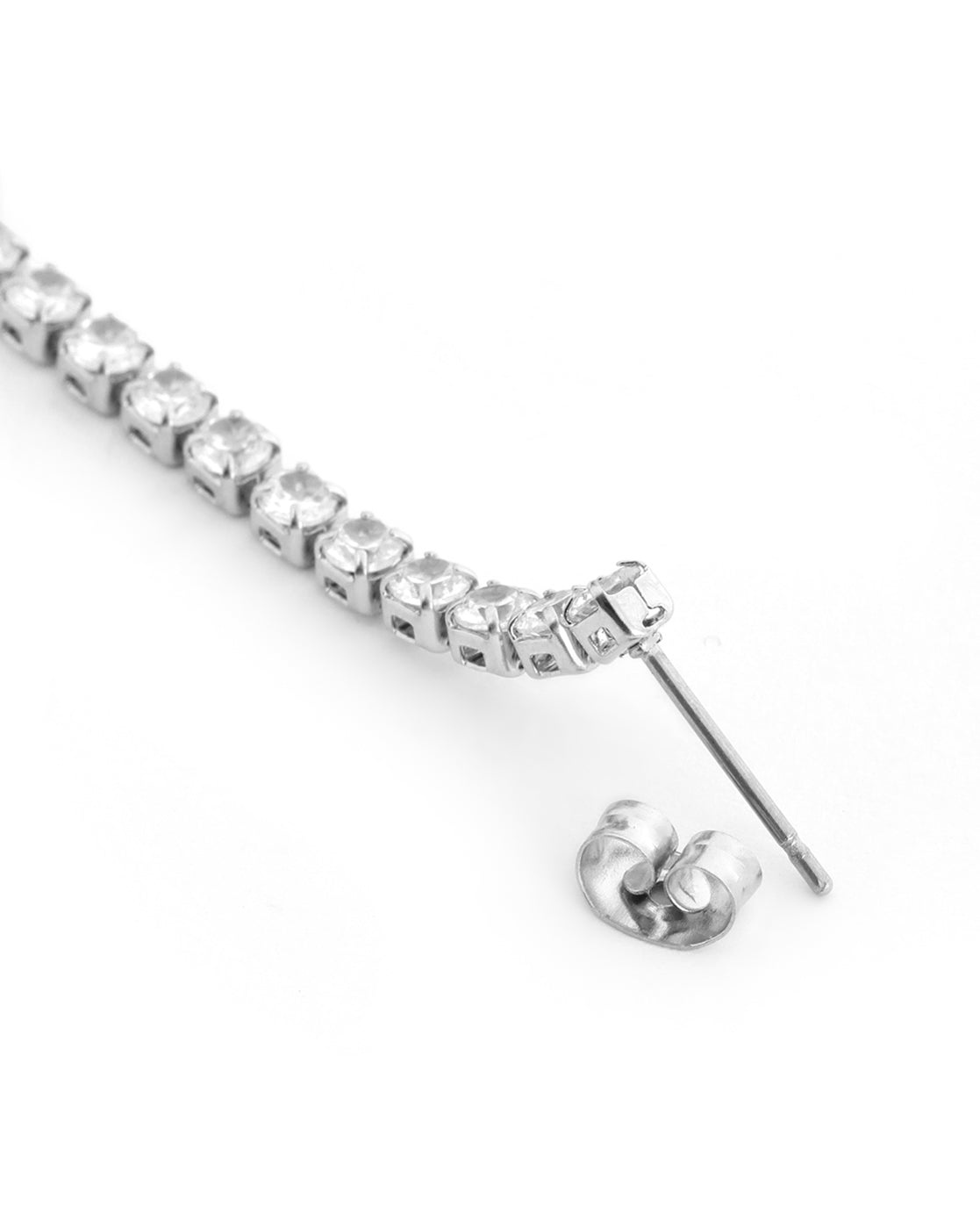 Silver Plated Emerald CZ Square Drop Earring