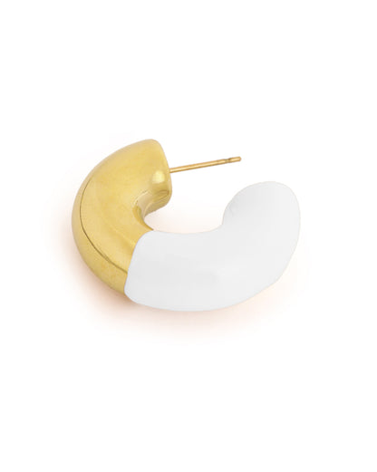 18kt Gold Plated Crescent Dual Color Half Hoop Earring