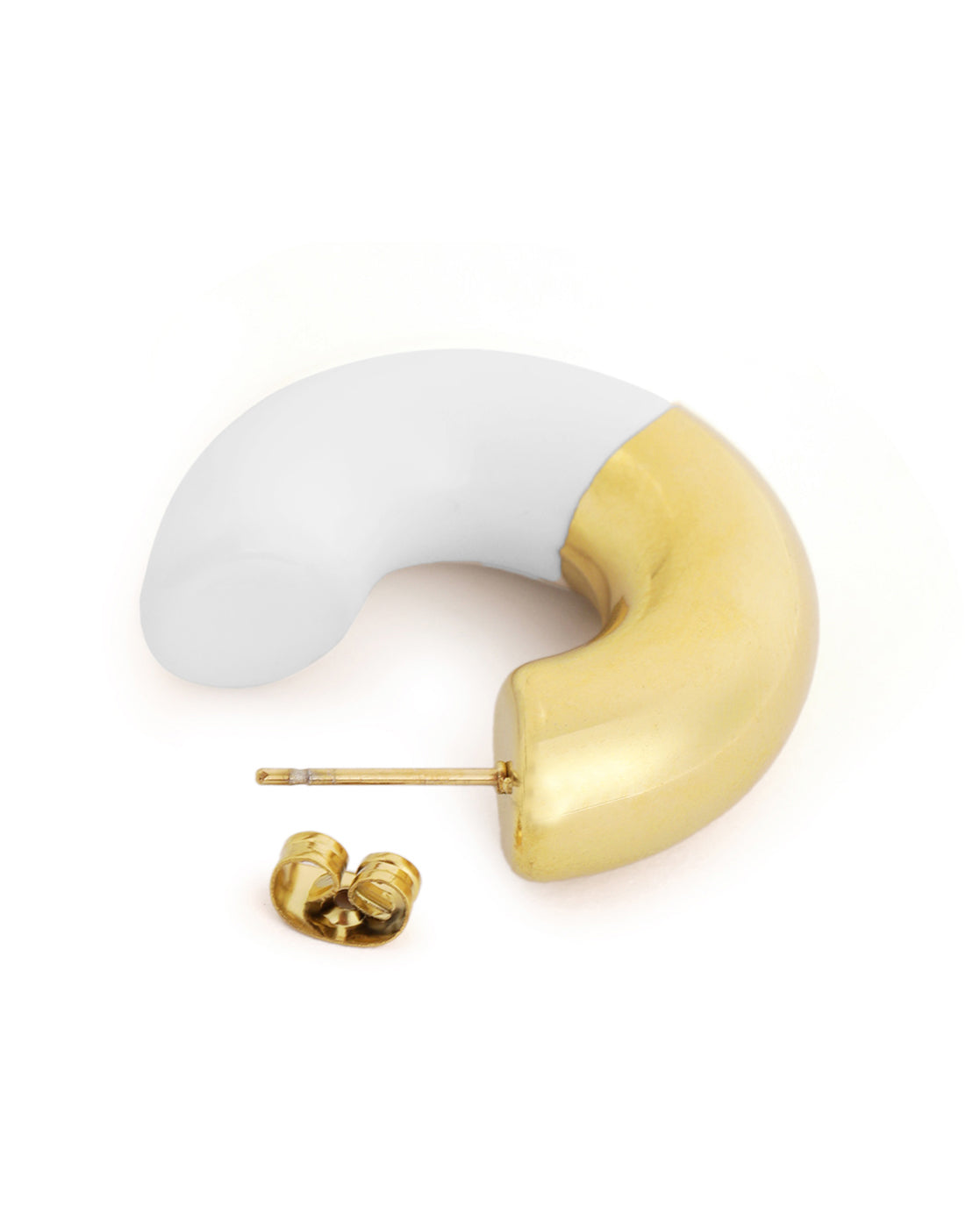 18kt Gold Plated Crescent Dual Color Half Hoop Earring