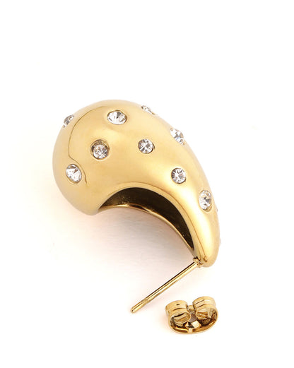 18kt Gold Plated CZ Teardrop Bold Stud Earring