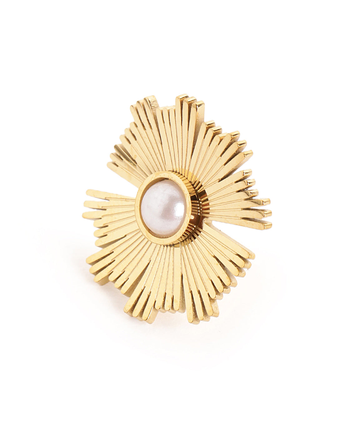 18kt Gold Plated Pearl Bloom Contemporary Stud Earring