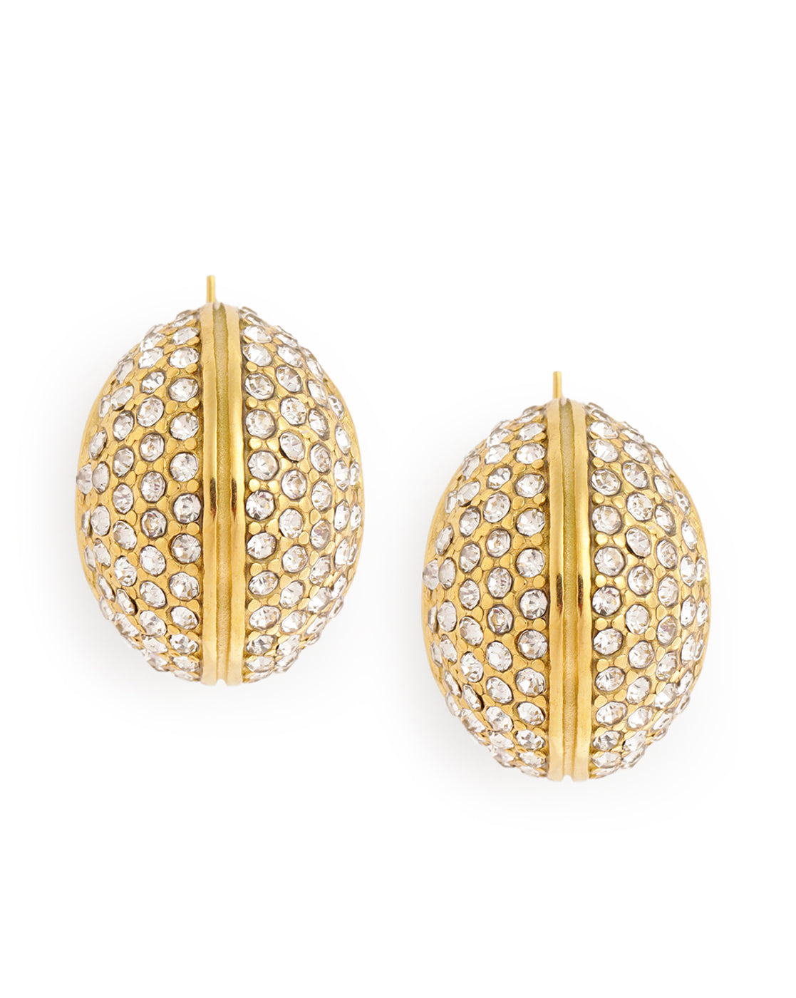 18kt Gold Plated CZ Crescent Hoop Earring