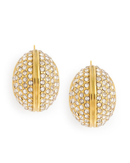 18kt Gold Plated CZ Crescent Hoop Earring