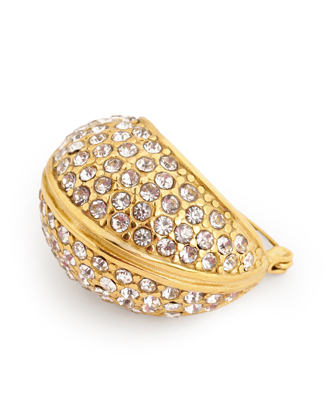 18kt Gold Plated CZ Crescent Hoop Earring