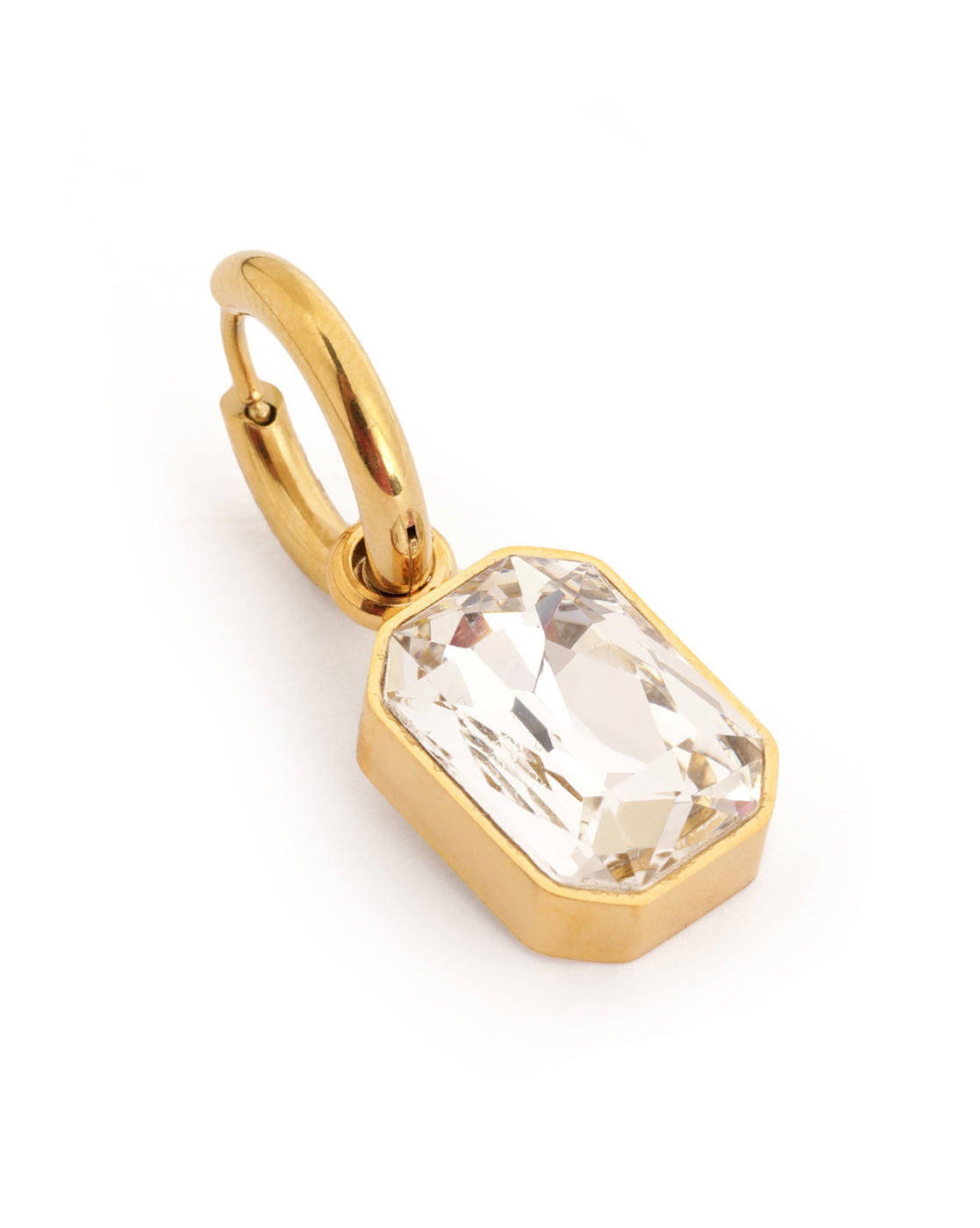 18kt Gold Plated Dangling Solitaire Hoop Earring