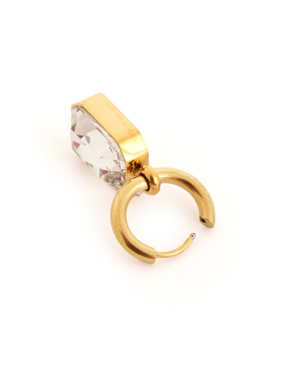 18kt Gold Plated Dangling Solitaire Hoop Earring