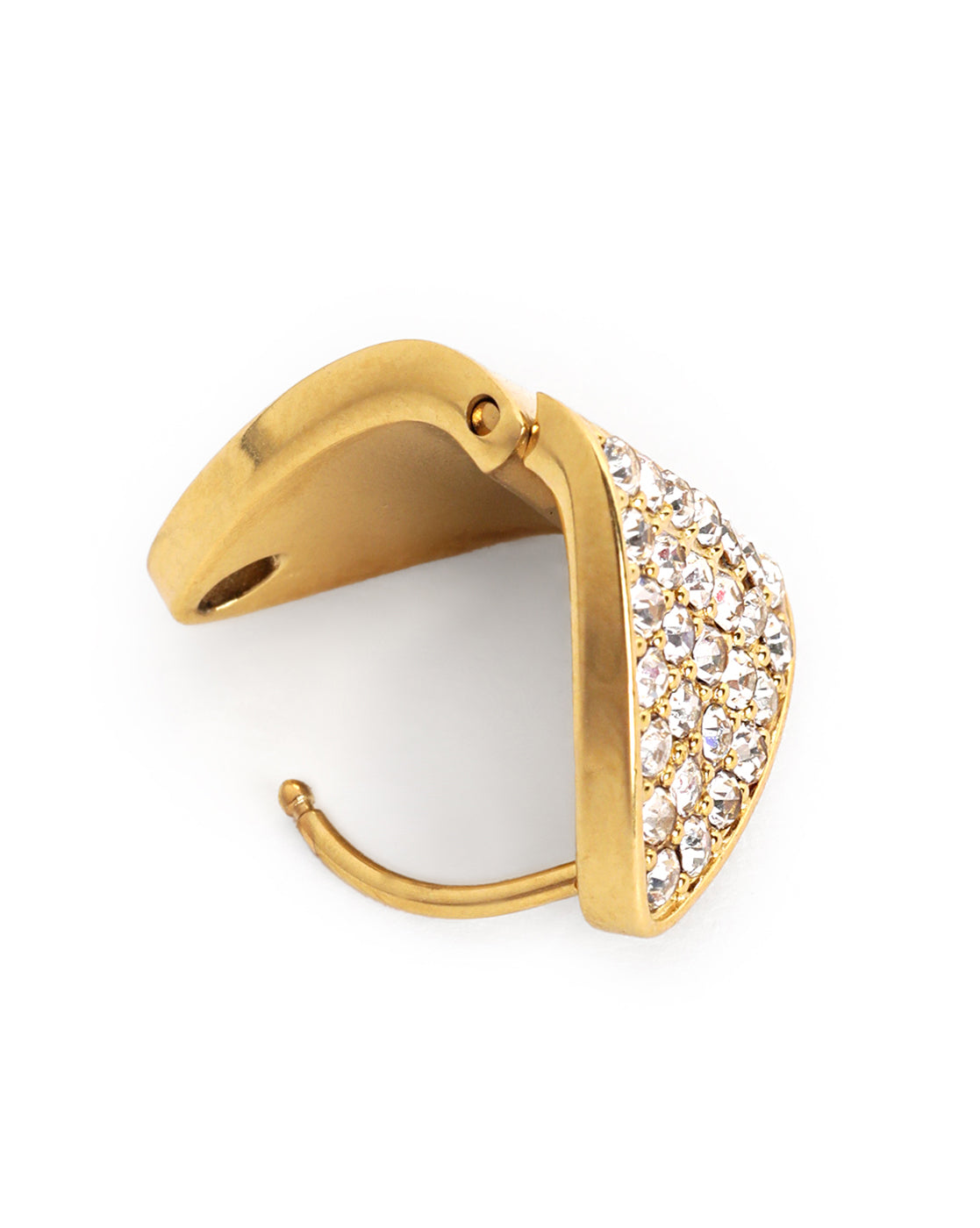 18kt Gold Plated CZ Pavé Triangle Huggie Hoop Earring