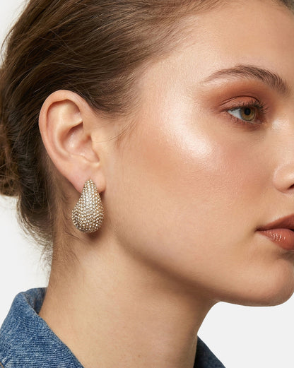 18kt Gold Plated CZ Teardrop Bold Stud Earring